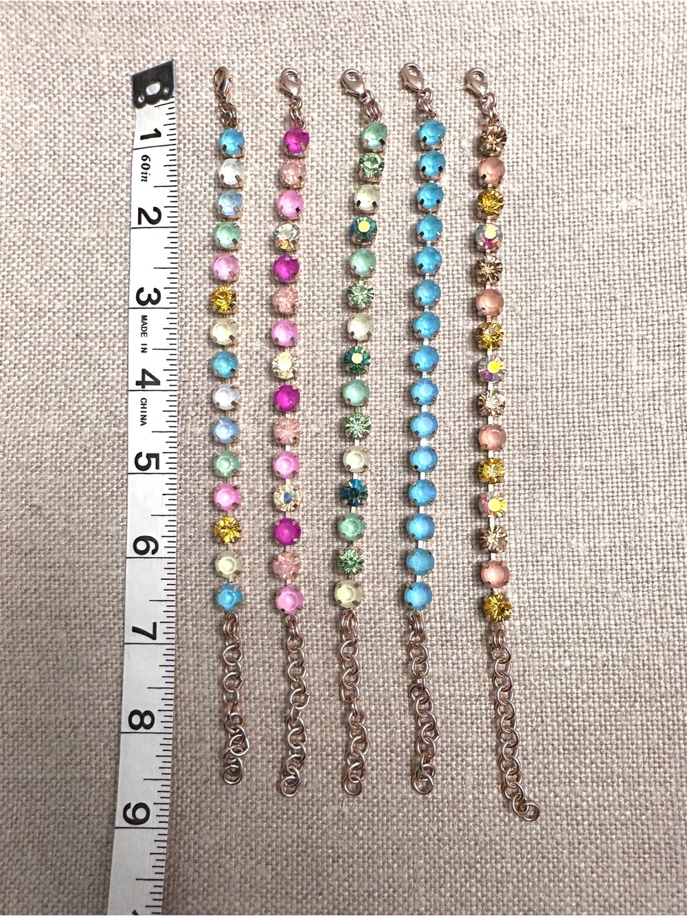 EUC Gold Tone Multi-Color Rhinestones Tennis Bracelet